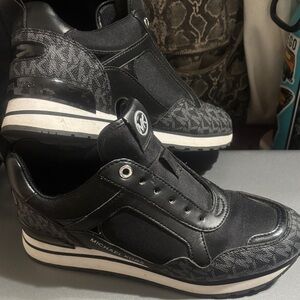 Michael Kors Black & Gray MK Logo Sneakers-no laces
